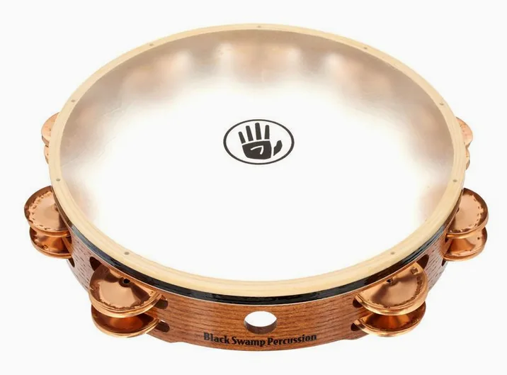 Black Swamp Percussion TD2 Tambourine, di fronte su sfondo neutro