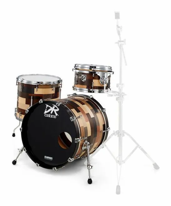 DR Customs Patchwork Drum Set, di fronte su sfondo neutro