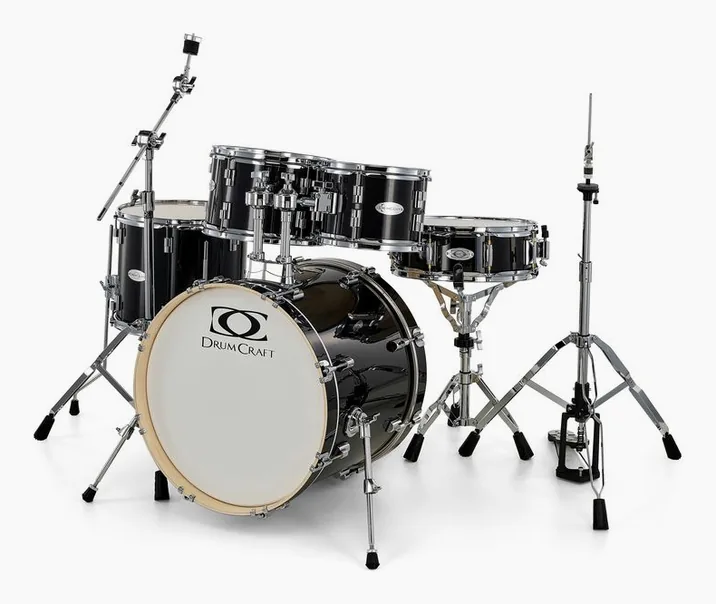 DrumCraft Series 3 Studio Set Black, su sfondo neutro
