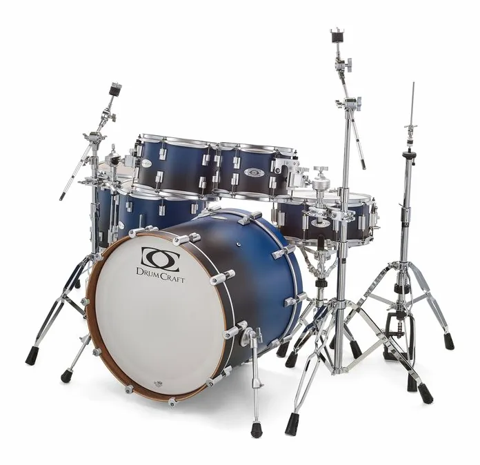 DrumCraft Series 6 2up 2down Blue Fade, di fronte su sfondo neutro