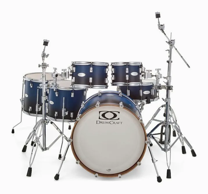 DrumCraft Series 6 2up 2down Blue Fade, vista frontale, photo 2