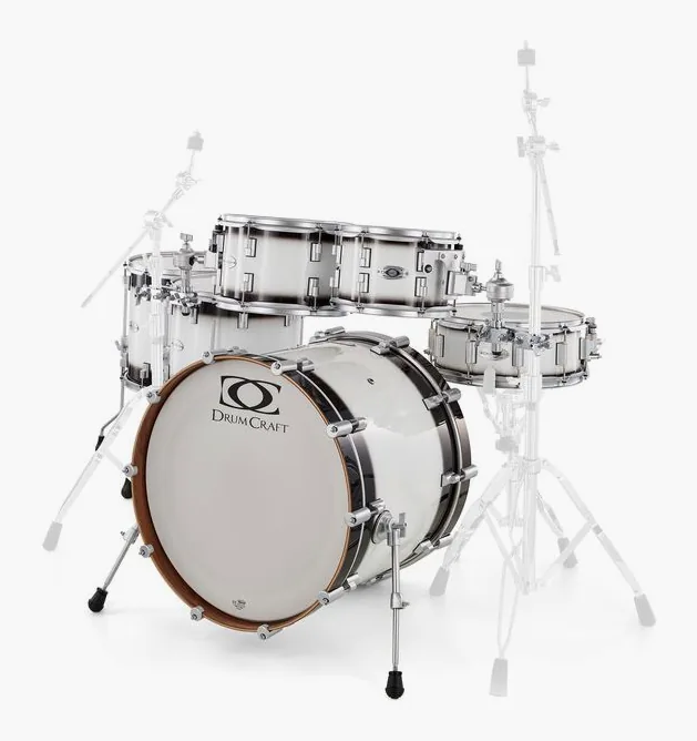DrumCraft Series 6 2up 2down White Burst, su sfondo neutro