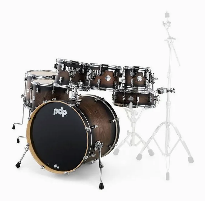 DW PDP CM7 Satin Charcoal B., vista frontale