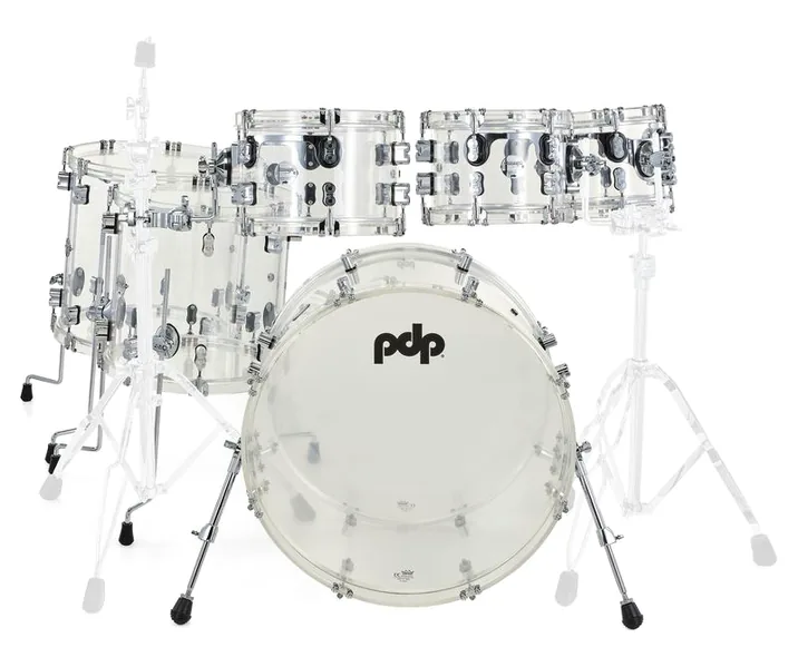 DW PDP Concept Clear Acrylic 6pc, vista frontale, photo 2