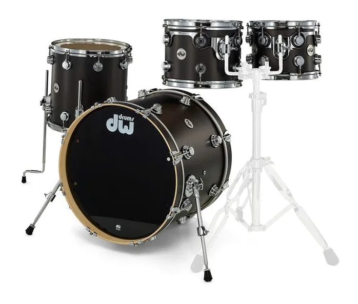 DW Satin Oil Studio Set Ebony, vista frontale