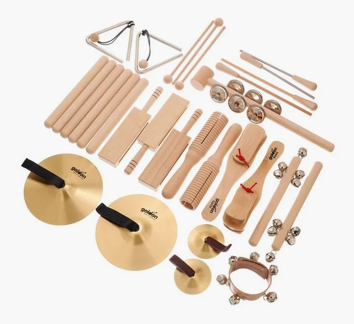 Goldon Percussion Set 4 in Wood Box, vista frontale