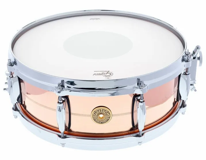 Gretsch Drums 14"x05" USA Bronze Snare Drum, di fronte su sfondo neutro