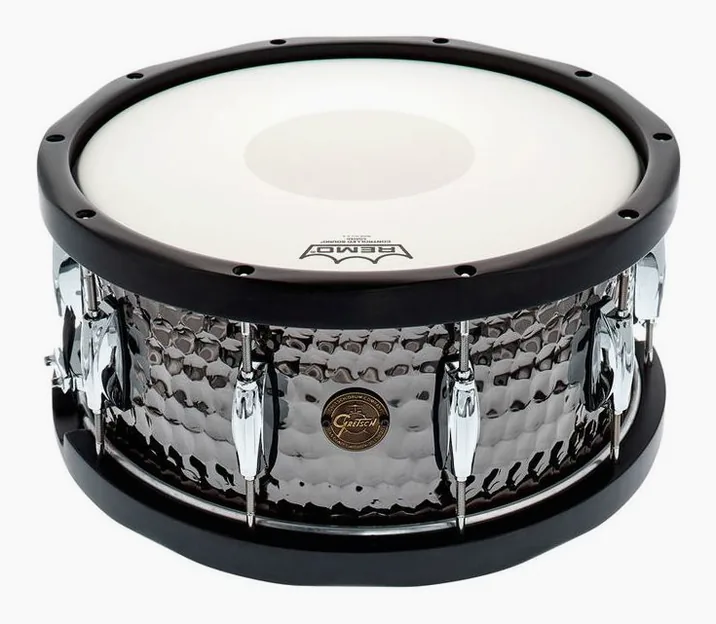 Gretsch Drums 14"x6,5" Black Hammered Sn. WH, vista frontale