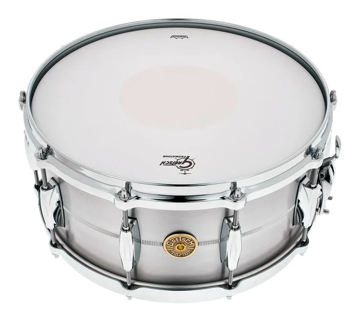 Gretsch Drums 14"x6,5" Solid Aluminum Snare, di fronte su sfondo neutro
