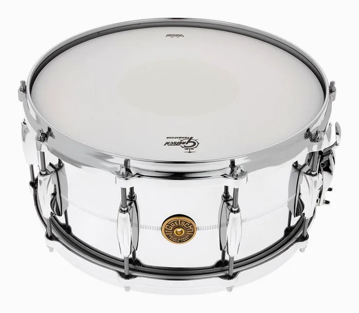 Gretsch Drums 14"x6,5" Snare Chrome o. Brass, dettaglio frontale