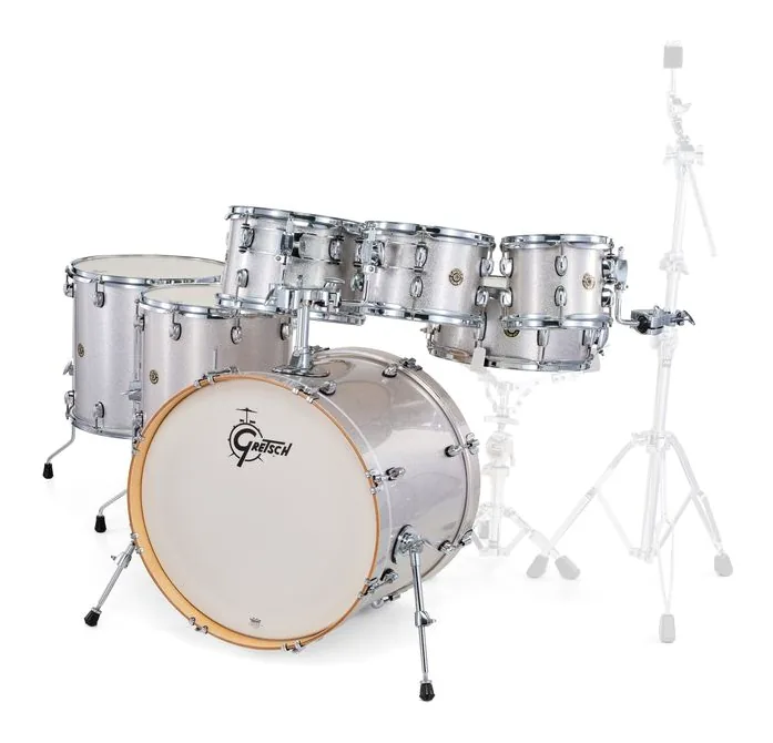 Gretsch Drums Catalina Maple 7-piece Silver, su sfondo neutro