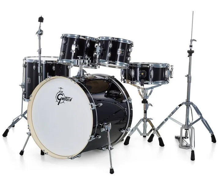 Gretsch Drums Energy Black 4-piece HWP, su sfondo neutro