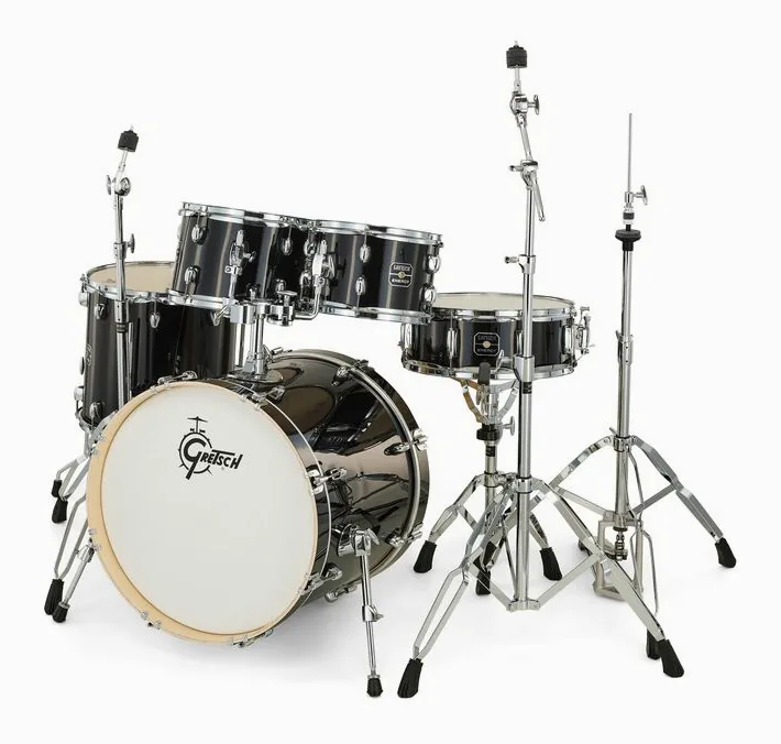 Gretsch Drums Energy Black 5-piece HWP, su sfondo neutro