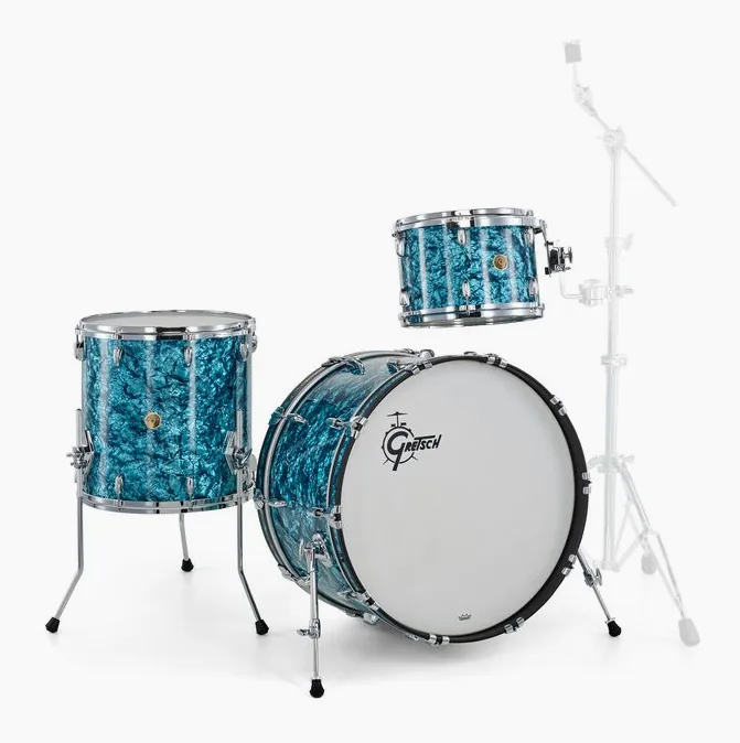 Gretsch Drums US Custom 24 Turquoise Pearl, vista frontale, photo 3