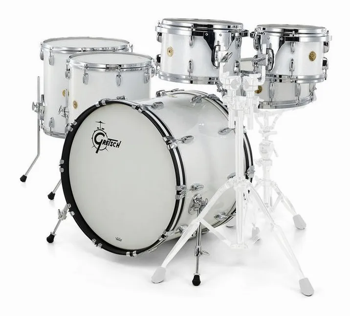 Gretsch Drums US Custom Rock Set White Glass, vista frontale