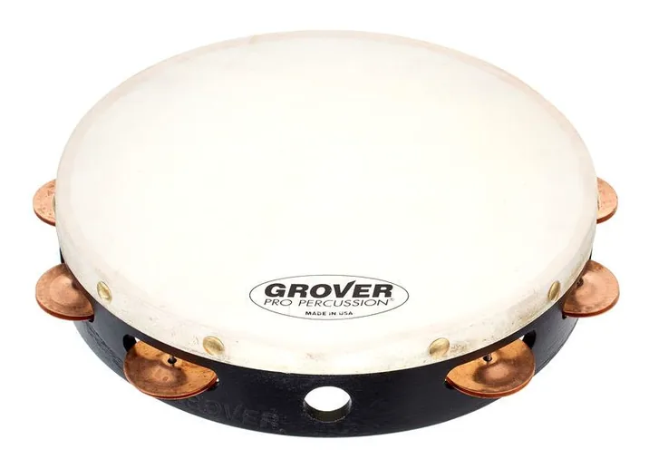 Grover Pro Percussion T1/PhBr Tambourine, di fronte su sfondo neutro