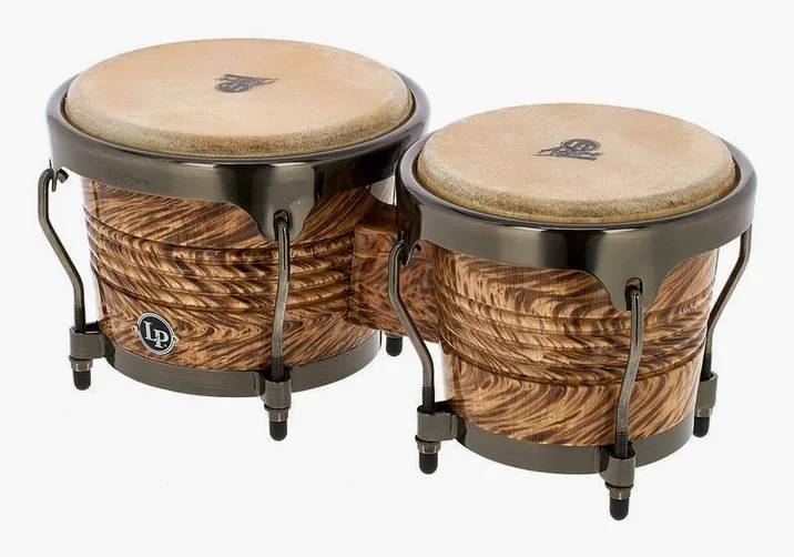 LP LPA601-HC Havana Café Bongos, di fronte su sfondo neutro