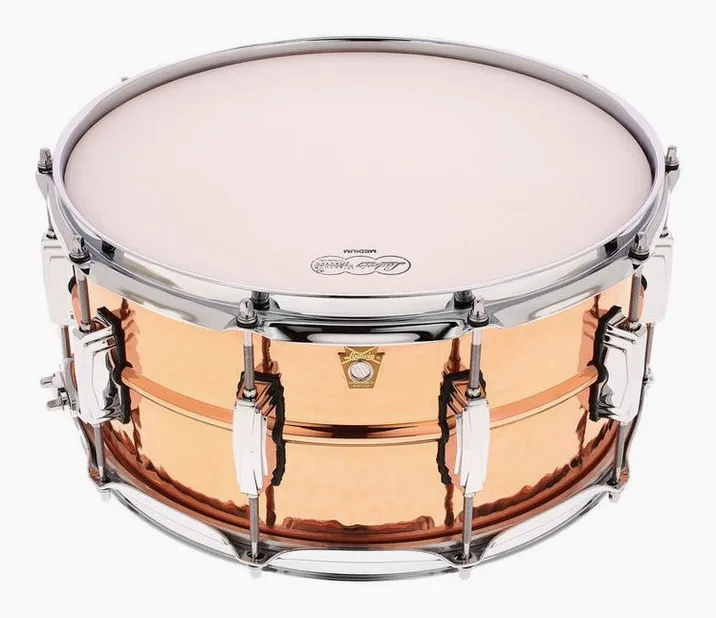 Ludwig 14"x6,5" Hammered Copper Phon., dettaglio frontale
