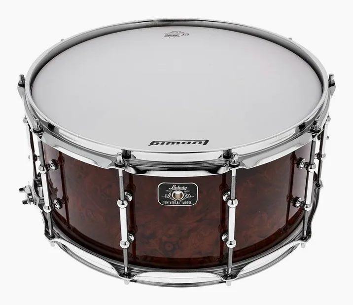 Ludwig 14"x6,5" Universal Walnut S., di fronte su sfondo neutro