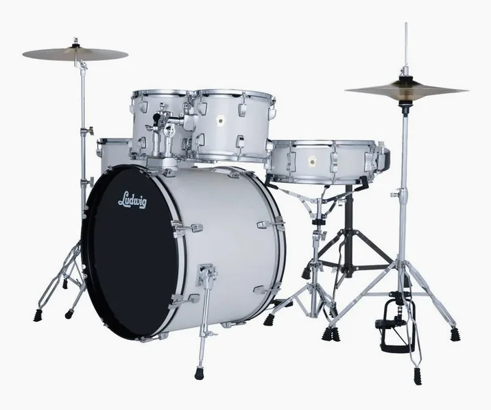 Ludwig Accent Drive 5pc Snow Dust, vista frontale, photo 2