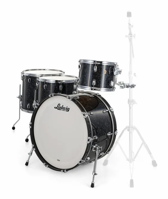 Ludwig Classic Maple 4pcs 24" Ebony P, di fronte su sfondo neutro