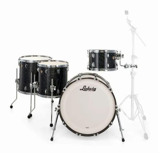 Ludwig Classic Maple 4pcs Ebony Pearl, su sfondo neutro, photo 2