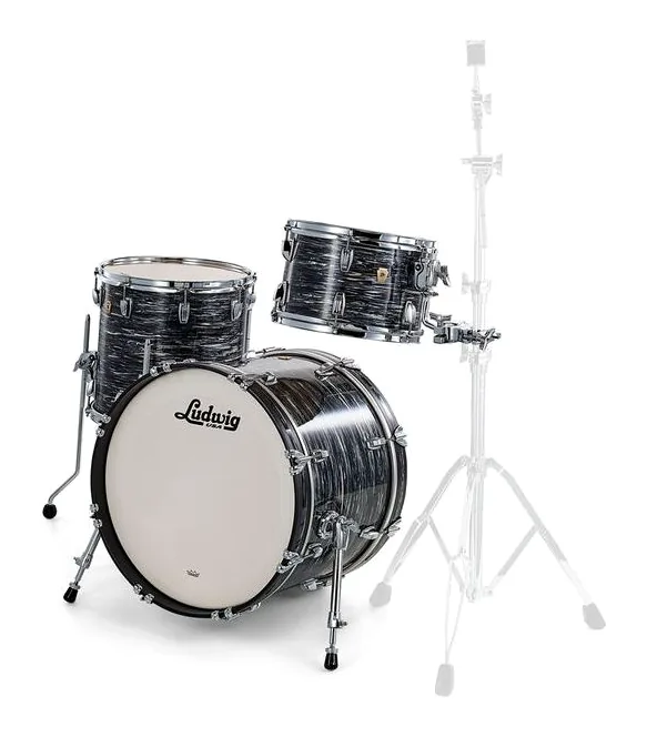 Ludwig Classic Maple Downbeat Black O, di fronte su sfondo neutro