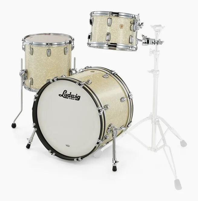 Ludwig Classic Maple Downbeat V.White, dettaglio frontale