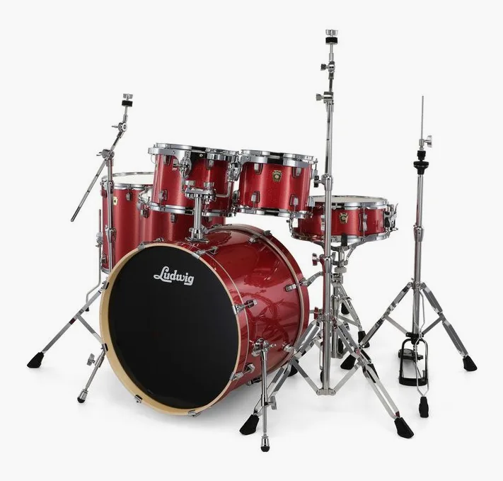Ludwig Evolution 22" 6pc Crimson Spkl, su sfondo neutro