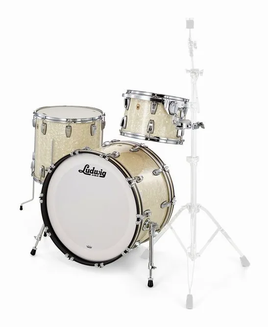 Ludwig Legacy Mahogany Fab V.White, di fronte su sfondo neutro