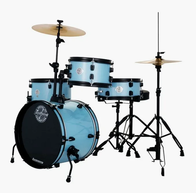 Ludwig Pocket Kit - Cryst. Blue Sprkl, di fronte su sfondo neutro