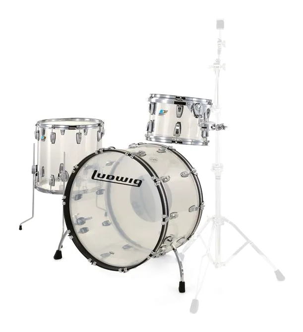 Ludwig Vistalite ProBeat Set Clear, di fronte su sfondo neutro