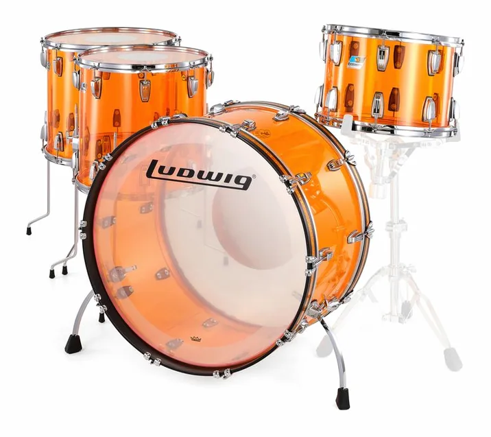 Ludwig Vistalite ZEP Set Amber, di fronte su sfondo neutro