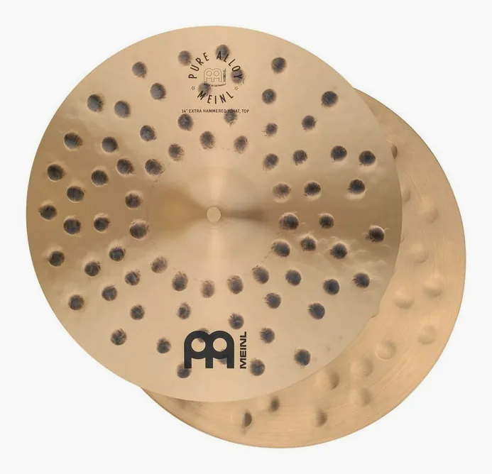 Meinl 14" Pure Alloy E.Hammered Hats, su sfondo neutro