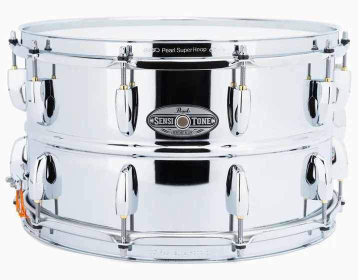 Pearl 14"x08" Sensitone Steel, di fronte su sfondo neutro