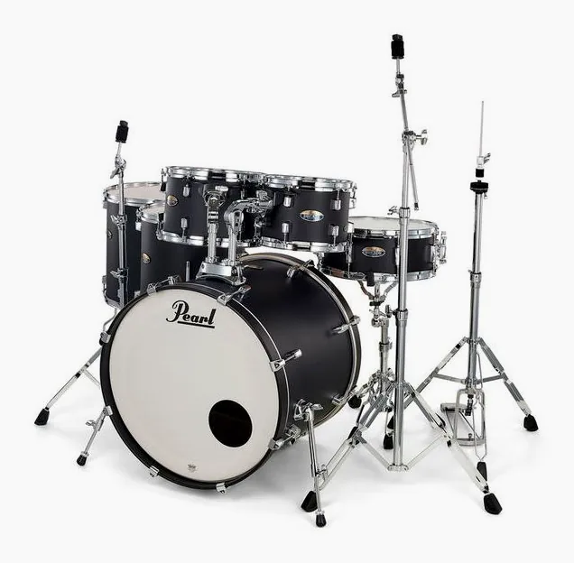 Pearl Decade Maple 6pc Satin Black, di fronte su sfondo neutro