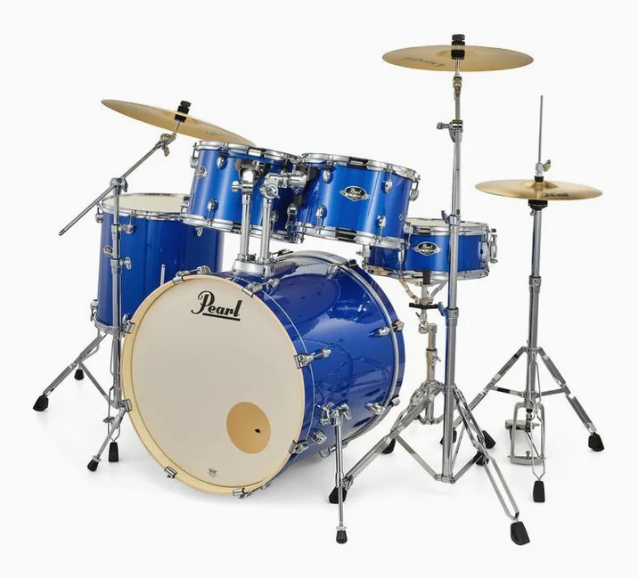 Pearl Export 22" Rock Mid. Blue, di fronte su sfondo neutro