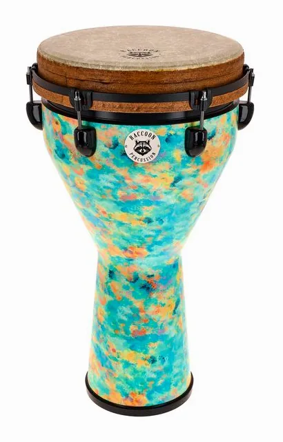 Raccoon 12" Jumbo Djembe - Turquoise, di fronte su sfondo neutro