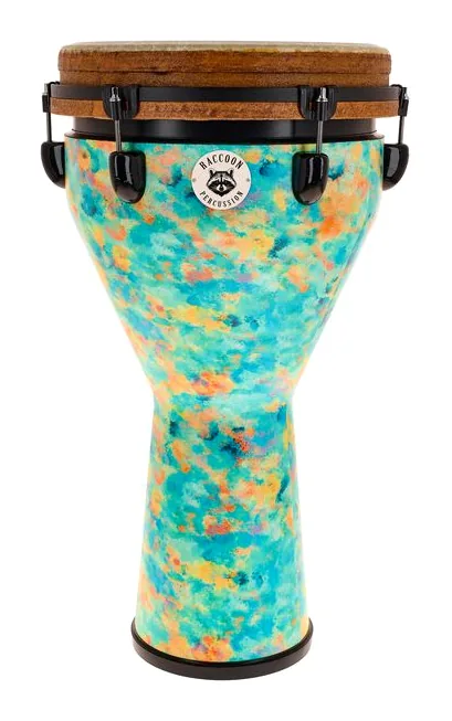 Raccoon 12" Jumbo Djembe - Turquoise, su sfondo neutro, photo 2