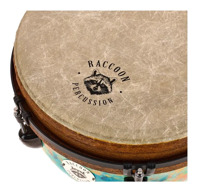 Raccoon 12" Jumbo Djembe - Turquoise, vista di tre quarti, photo 4