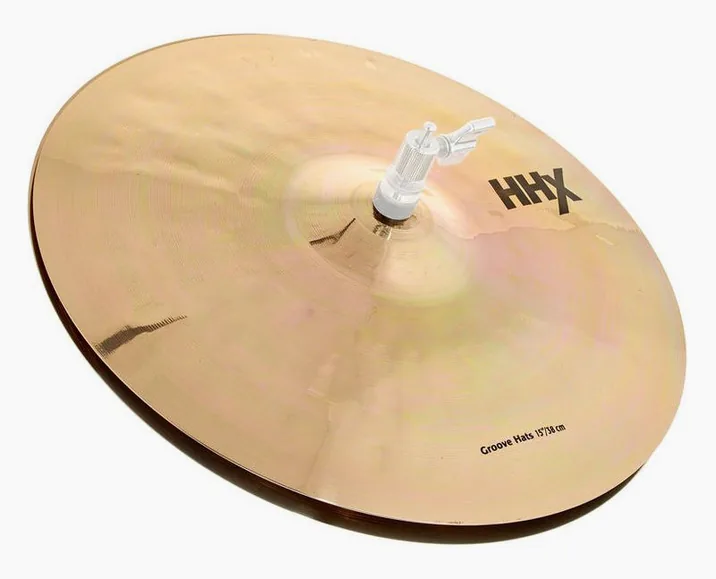 Sabian 15" HHX Groove Hi-Hat, di fronte su sfondo neutro