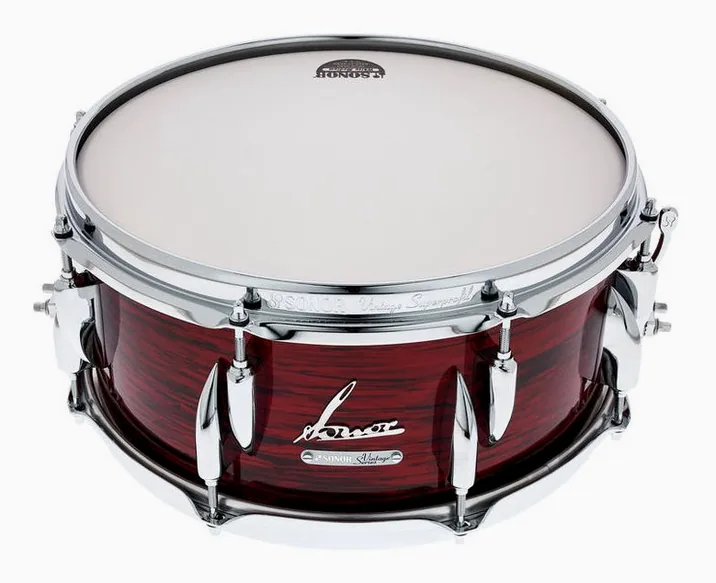 Sonor 13"x6" Vintage Snare Red Oy, di fronte su sfondo neutro