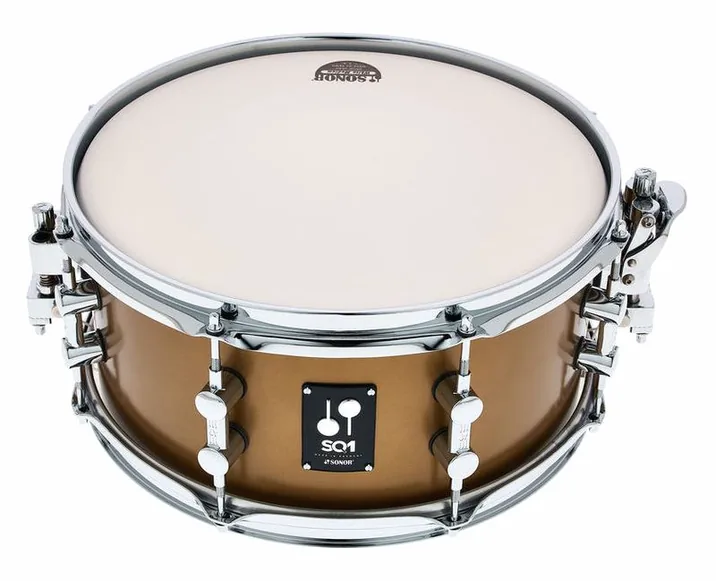 Sonor SQ1 13"x6" Snare Satin Gold, vista frontale