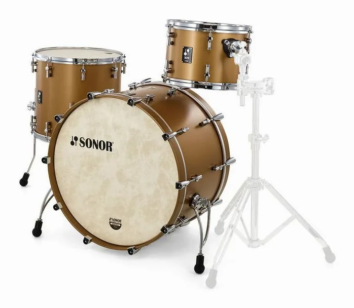Sonor SQ1 Rock GT Satin Gold Metal., di fronte su sfondo neutro
