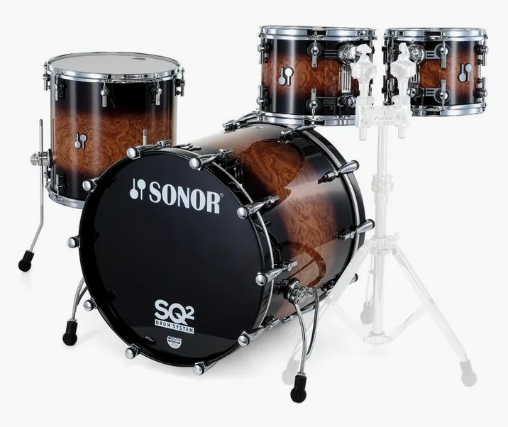Sonor SQ2 Beech Walnut Brown Burst, dettaglio frontale