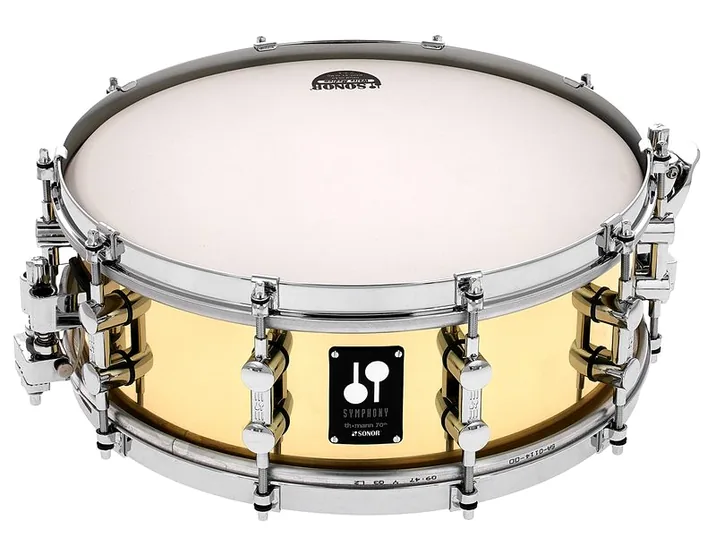 Sonor SY405MS Symphony Snare T70, di fronte su sfondo neutro