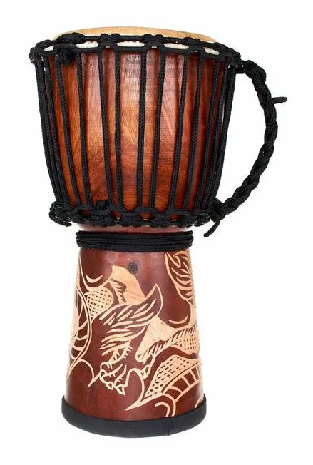 Terre Djembe Carved Dragon 40cm, vista di tre quarti, photo 2