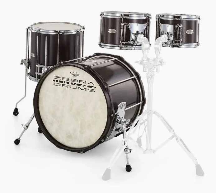 Zebra Drums Studio London Plane Tree Set, di fronte su sfondo neutro